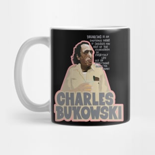 Charles Bukowski Portrait: Embracing the Subversive Spirit of Critical Thinking and Whiskey Mug